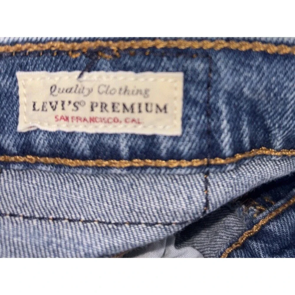 Levis 501 S Skinny XX Premium Big E Jeans Button Fly Women 25x28 Blue Frayed